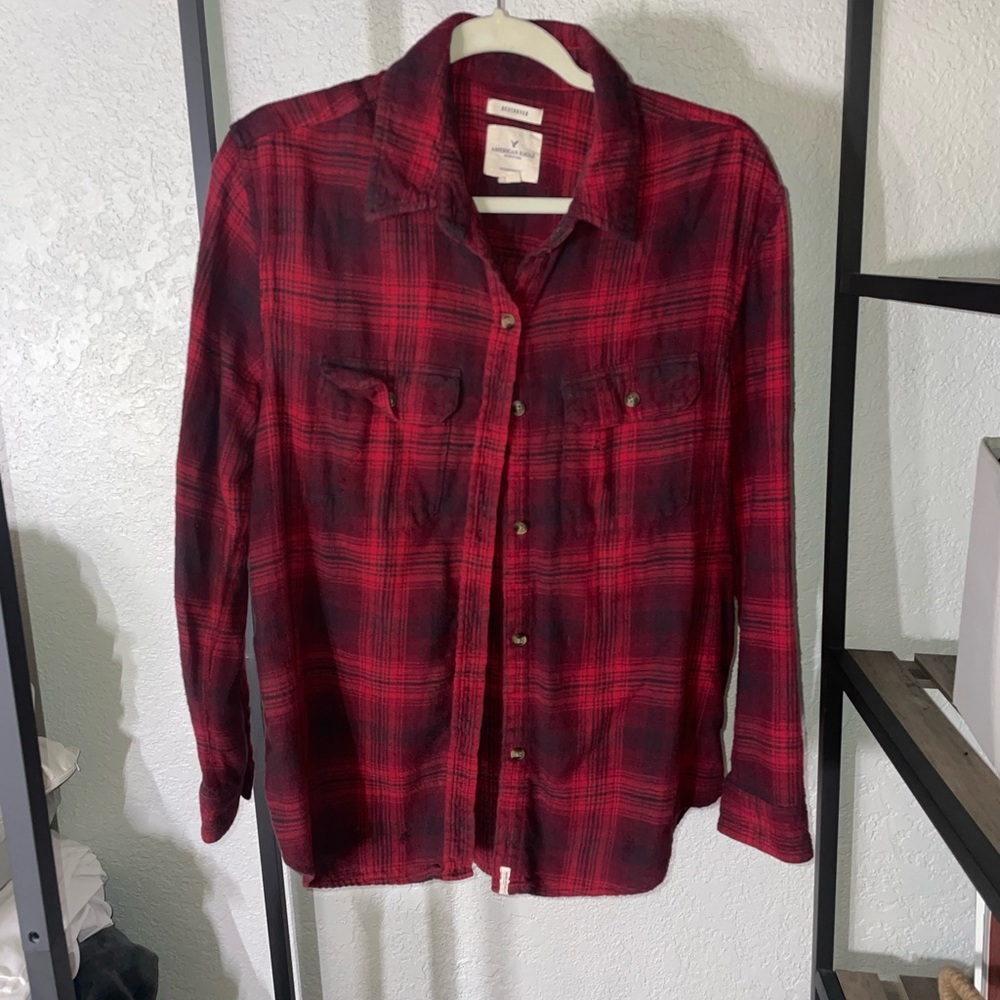 American Eagle Outfitters Red Plaid Shirt